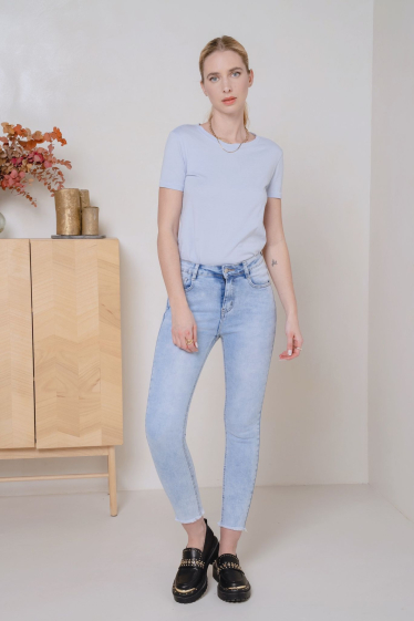 Wholesaler DENIM LIFE - Beaded ankle stretch skinny jeans