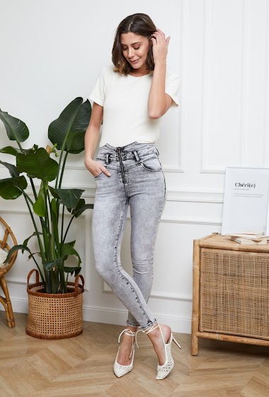 Wholesaler DENIM LIFE - Very high waisted skinny jeans