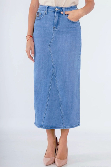 Grossiste DENIM LIFE - Jupe longue en jean stretch