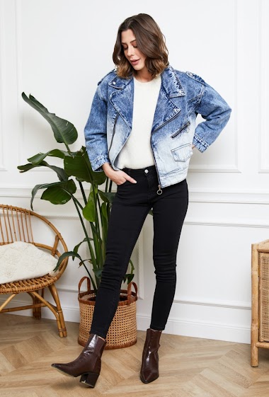 Grossiste DENIM LIFE - Veste en jean oversize bi-couleur