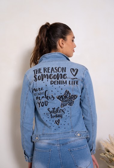 Wholesaler DENIM LIFE - Printed stretch denim jacket