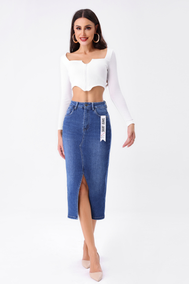 Wholesaler DESTINA - Jeans skirt with front slit