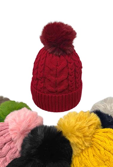 Wholesaler DH DIFFUSION - Women fauxfur pompon cap FauxFur Lining Extra Warm