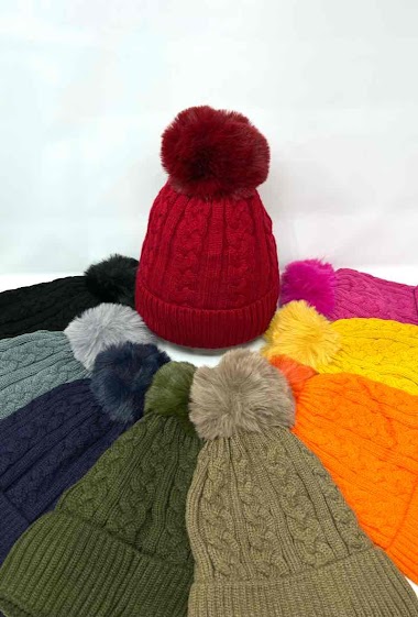 Wholesaler DH DIFFUSION - Women fauxfur pompon cap Extra Warm Comfty