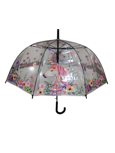 Grossiste DH DIFFUSION - Parapluie transparent automatique Licorne - Ouverture automatique