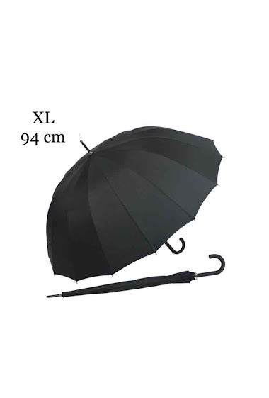Wholesaler DH DIFFUSION - Umbrella 16 Ribs Automatic Opening in fiberglass and metal - Large Size 1m15 - BLACK