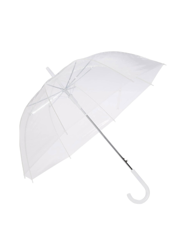 Grossiste DH DIFFUSION - Parapluies transparents automatiques Manche Blanc - Ouverture automatique