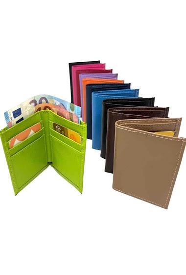 Wholesaler DH DIFFUSION - Card holder Leather Cash compartment - 6 cards holders - Small prices GUARANTEED