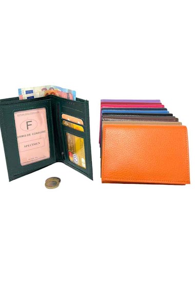 Wholesaler DH DIFFUSION - Wallet Leather Cash compartment Driver licence ID - 5 cards holders