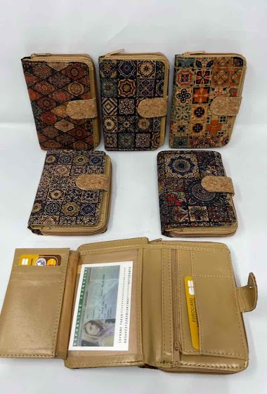 Wholesaler DH DIFFUSION - Wallets in Cork materials (imitated)