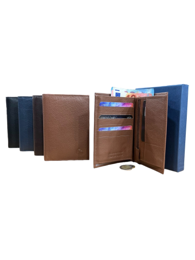 Großhändler DH DIFFUSION - Herren-Lederbrieftasche – 3 Klappen – RFID-Schutz aus 100 % Leder – mit Geschenkbox