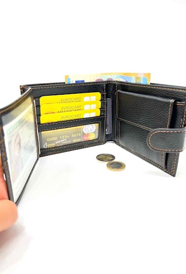 Grossiste DH DIFFUSION - Porte billets Homme Similicuir monnaie Boite incluse