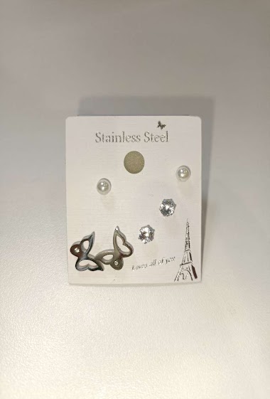 Wholesaler Diamond - 3 STEEL BUTTERFLY EARRING