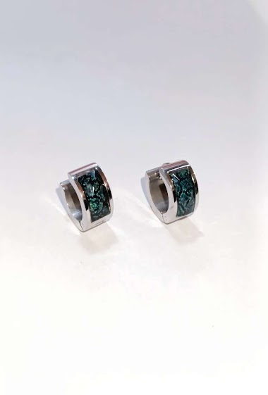 Grossiste Diamond - Boucle d'oreille anneaux large vert