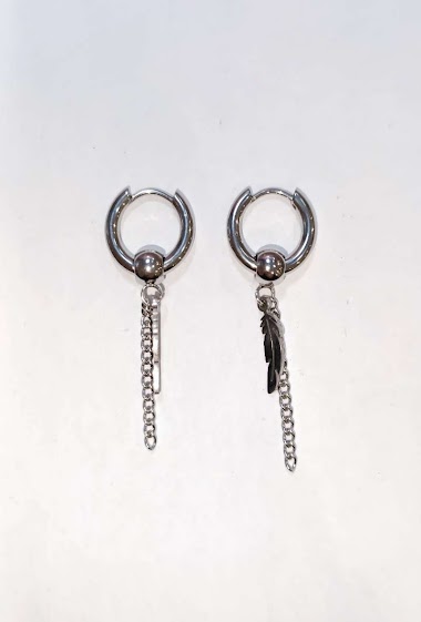 Wholesaler Diamond - Feather hoop earring