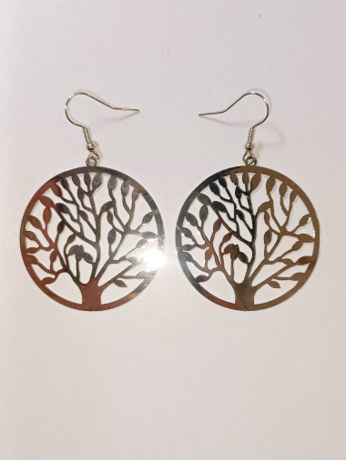 Wholesaler Diamond - Circle earring in tree of life