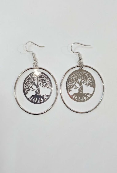 Großhändler Diamond - CIRCLE EARRING IN ROOT TREE OF LIFE