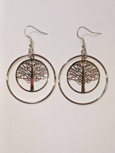 Wholesaler Diamond - Circle earring in tree of life