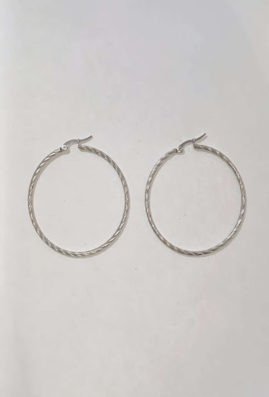Großhändler Diamond - Earring creole steel trait diagonal 5cm