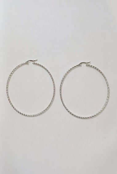 Großhändler Diamond - Earring creole steel trait diagonal 6.5cm