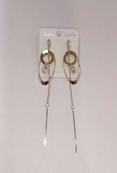 Wholesaler Diamond - Long chain ​​oval earring