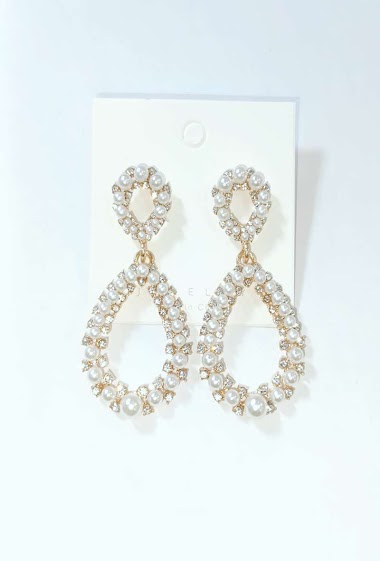Wholesaler Diamond - Pearl drop evening earring