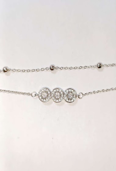 Grossiste Diamond - Bracelet 2 chaine 3 strass