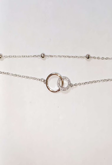 Mayorista Diamond - 2 chain ​​double ring bracelet