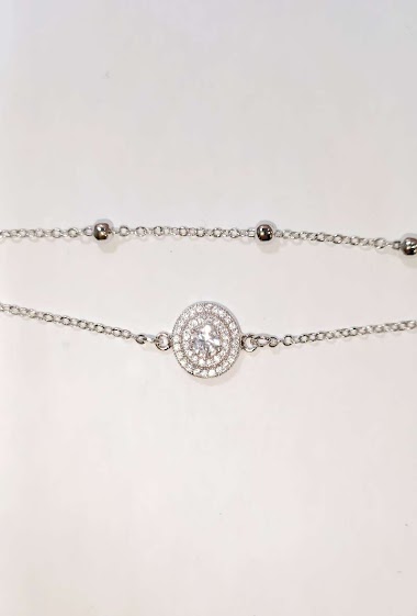 Grossiste Diamond - Bracelet 2 chaine strass milieu