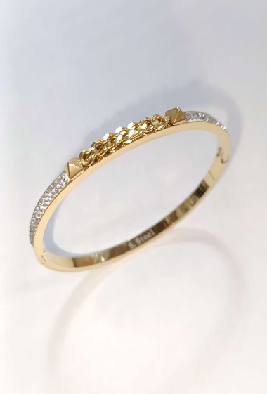 Grossiste Diamond - Bracelet acier 2 ligne strass chaine