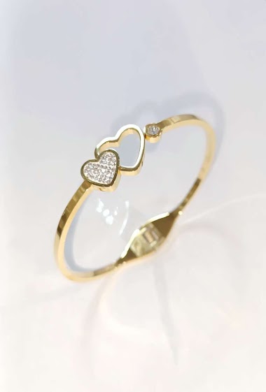 Grossiste Diamond - Bracelet acier deux coeur