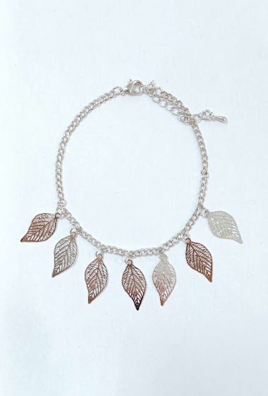 Mayorista Diamond - Asymmetrical leaf pendant bracelet