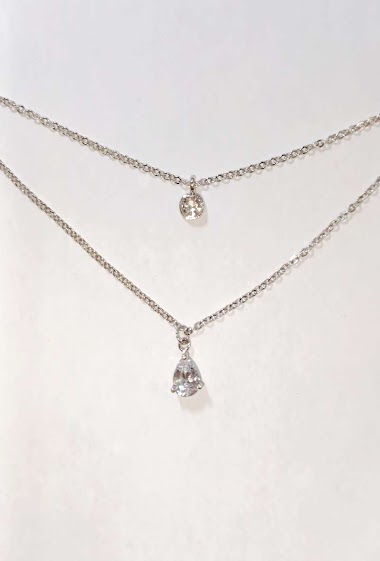 Wholesaler Diamond - 2 drop chain ​​necklace