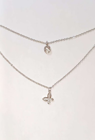 Mayorista Diamond - 2 chain ​​butterfly necklace
