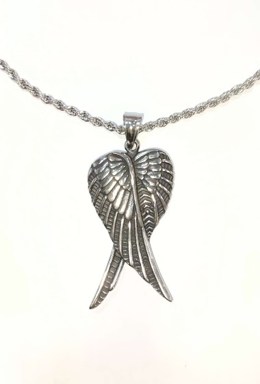 Mayorista Diamond - Steel wing necklace