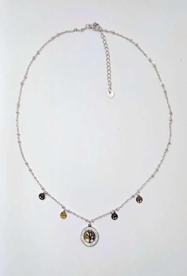 Wholesaler Diamond - Tree of life steel necklace