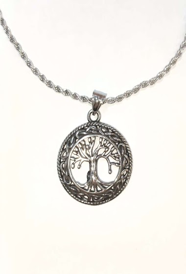 Wholesaler Diamond - Tree of life steel necklace
