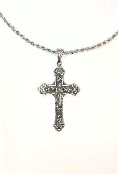 Mayorista Diamond - Mary's cross steel necklace
