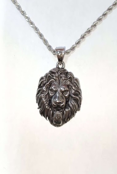 Großhändler Diamond - Lion steel necklace
