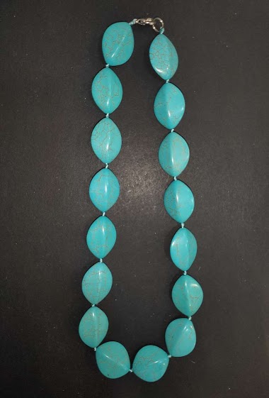 Wholesaler Diamond - POINTED MIDDLE OVAL TURQUOISE TEINTE NECKLACE