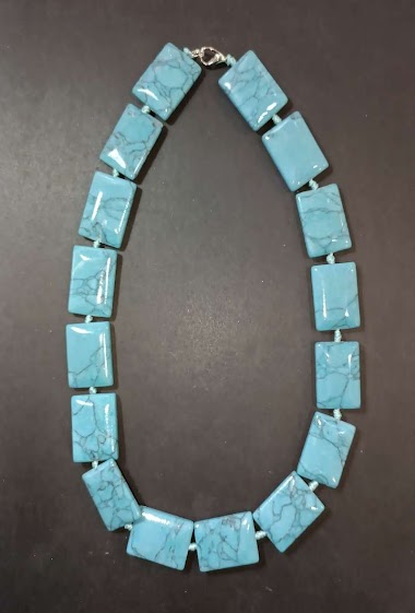 Wholesaler Diamond - Rectangle dye turquoise necklace