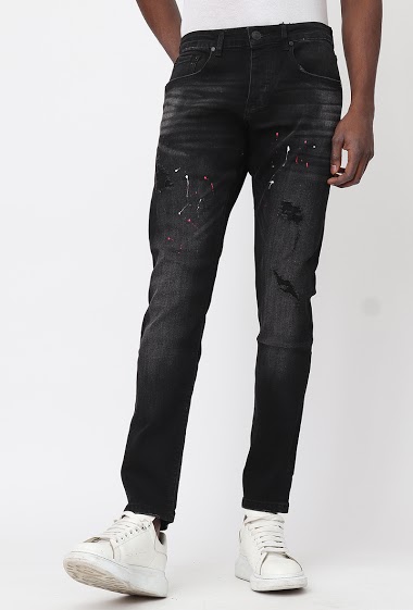 Black jean with paint