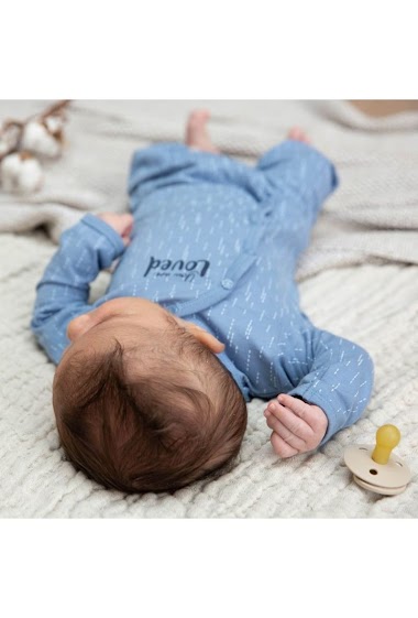 Wholesaler KOKO NOKO - Blue patterned 2-piece set for baby boy in organic cotton