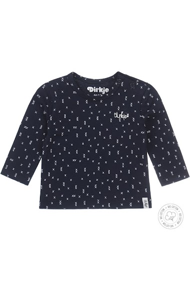 Wholesaler KOKO NOKO - Navy blue long-sleeved T-shirt with pattern for baby boy in organic cotton