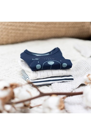 Grossiste KOKO NOKO - Tee-shirt manche longue couleur marine pour bébé, coton bio