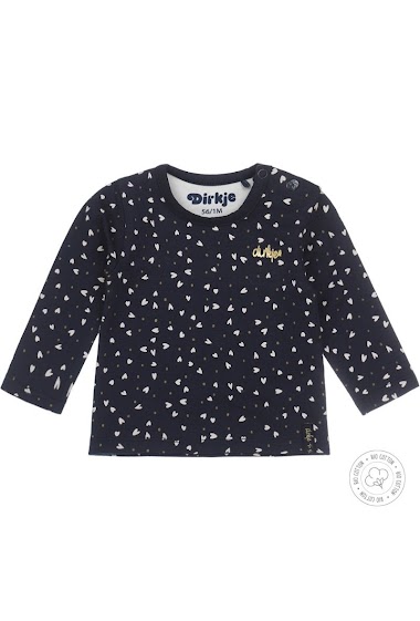 Wholesaler KOKO NOKO - Navy t-shirt patterned long sleeve for baby girl in organic cotton