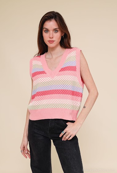 Grossiste Dix-onze - Débardeur tricoter en multicolore