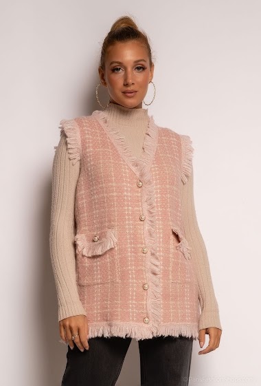 Großhändler Dix-onze - Checkered cardigan with fringes