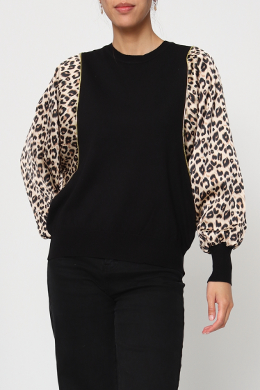 Wholesaler Dix-onze - Sweater with silky printed sleeves