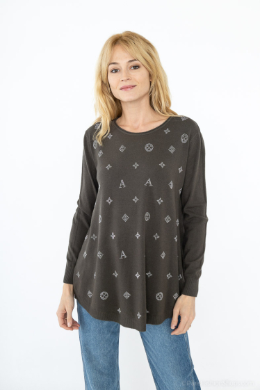 Grossiste Dix-onze - pull col rond avec strasse